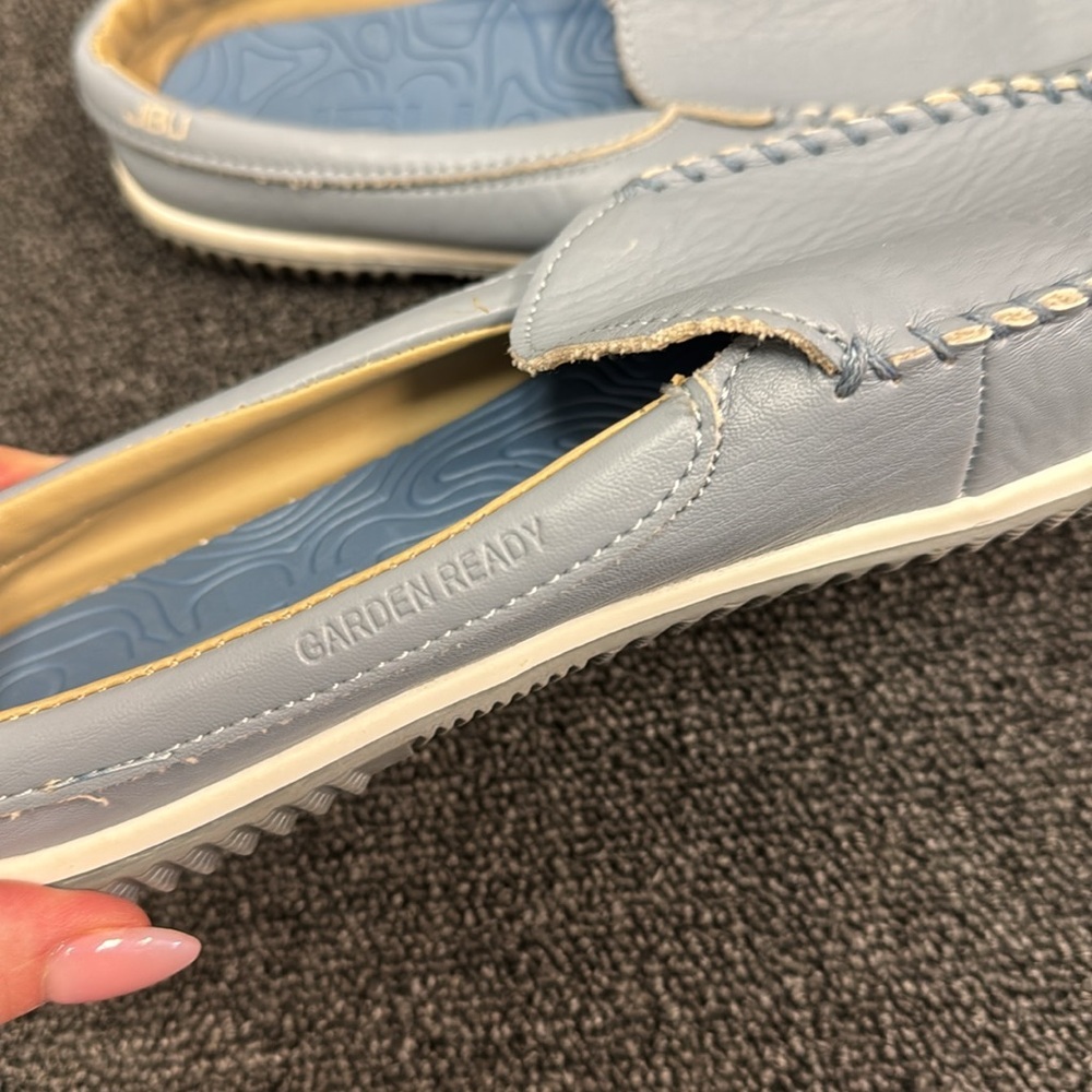 JBU Women’s Garden Ready Blue Loafers with White Trim - Picture 3 of 7